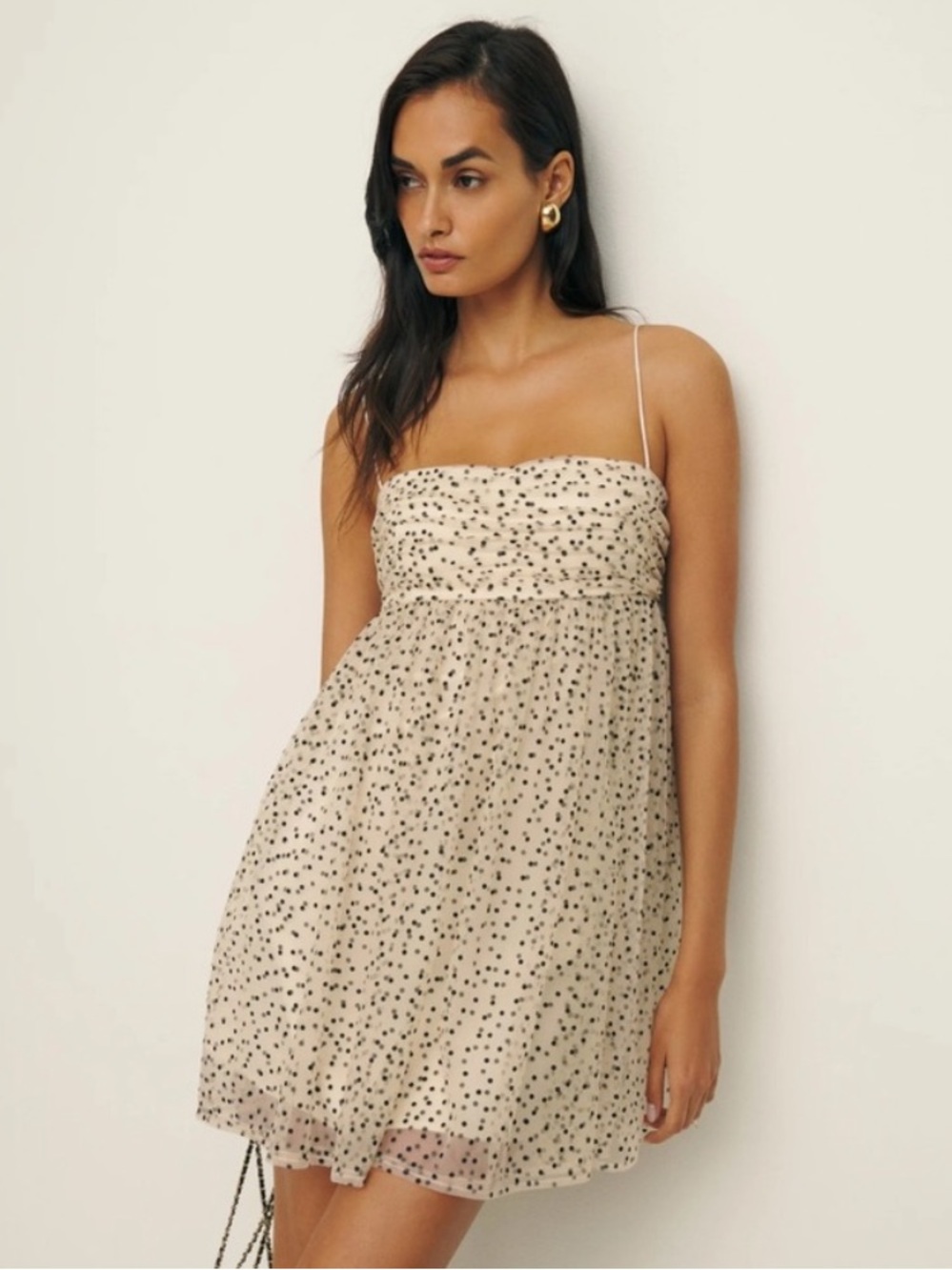 NWOT Reformation Catarina Dress in Cream Dot